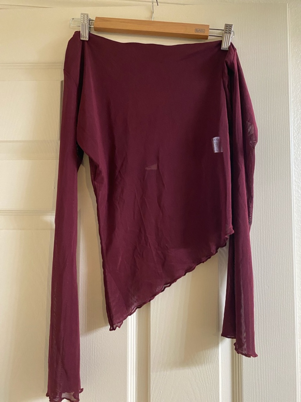 Motel Rocks Burgundy Off-Shoulder Sheer Top